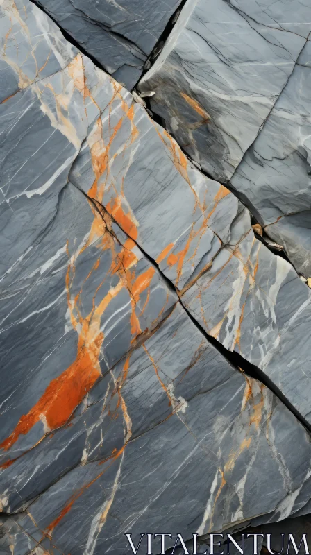AI ART Abstract Art - Grey Rock with Orange Paint
