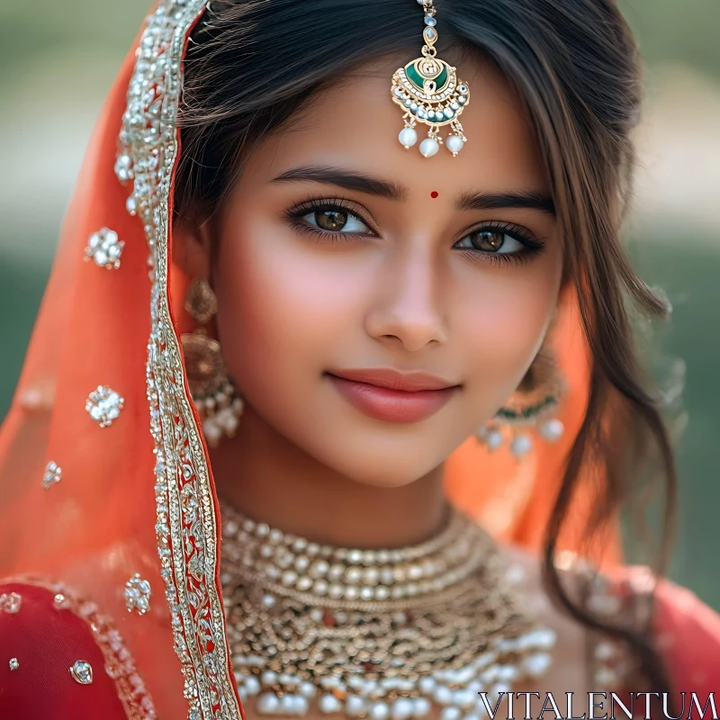 Portrait of Woman in Traditional Jewelry AI Image