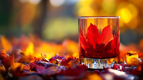 Red Leaf in Glass