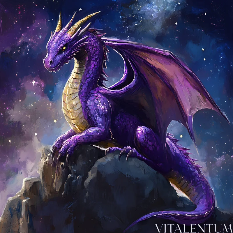 Fantasy Dragon Art on Mountain Peak AI Image