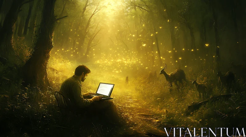 AI ART Forest Workstation with Wildlife