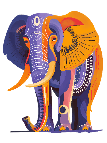 Colorful Elephant Illustration for T-Shirt Print