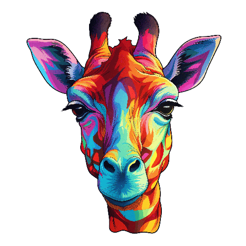 POD Design Colorful Giraffe Head Design for T-Shirt Printing