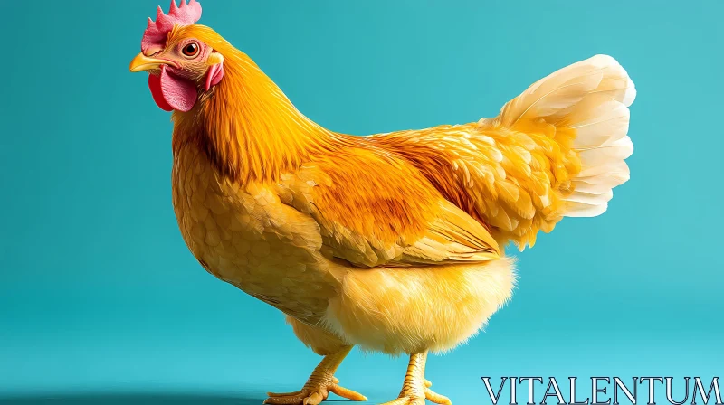 Golden Chicken with Lifelike Feathers AI Image