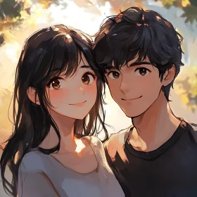 Anime Style Young Couple in Love