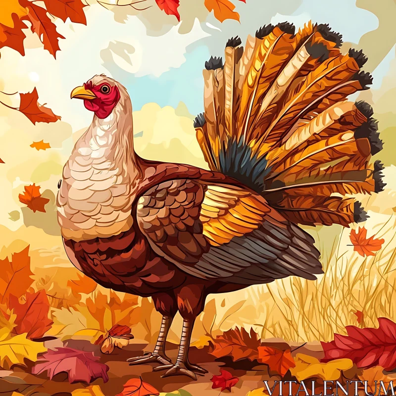 Fall Turkey Illustration AI Image