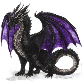 Fantasy Dragon Art: Black and Purple