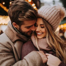 Couple's Intimate Winter Moment