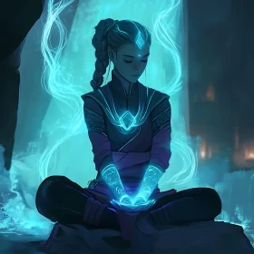 Glowing Woman Meditating Peacefully