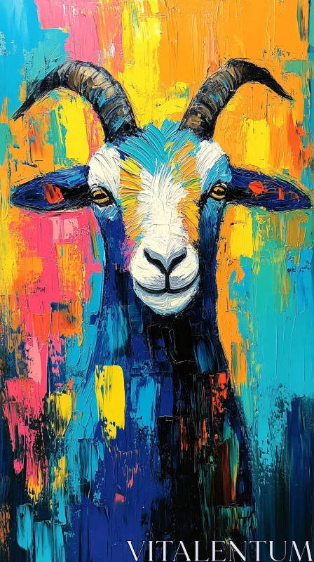 AI ART Colorful Goat Abstract Art