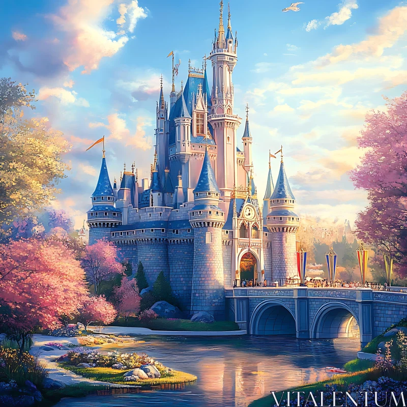Majestic Castle and Serene Waters AI Image