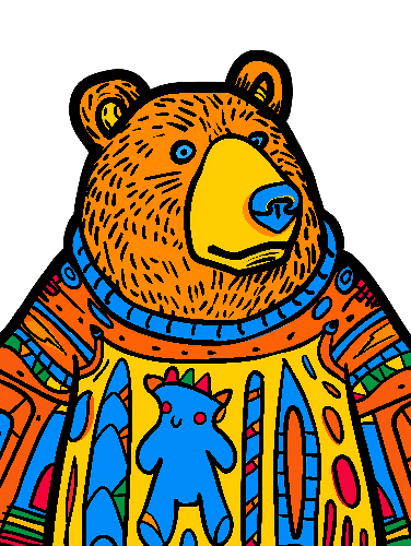 Friendly Bear in Sweater: A Whimsical Digital Illustration POD Design