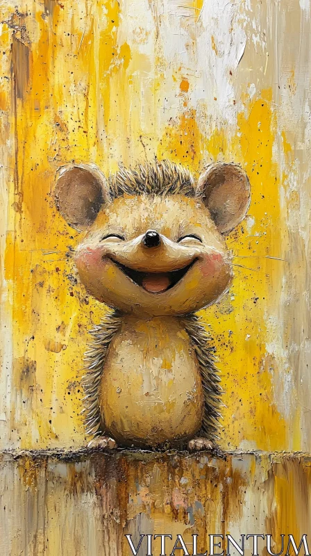 AI ART Smiling Hedgehog Painting