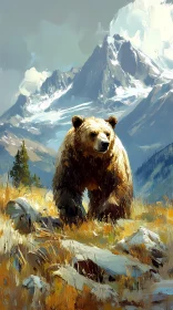 Bear Roaming Majestic Mountains