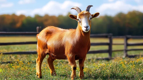 Goat in Vibrant Field