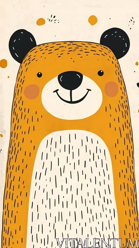 Smiling Bear Cartoon Art AI Image