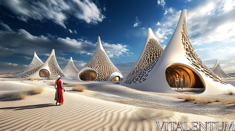 AI ART Cone Shaped Buildings in Desert