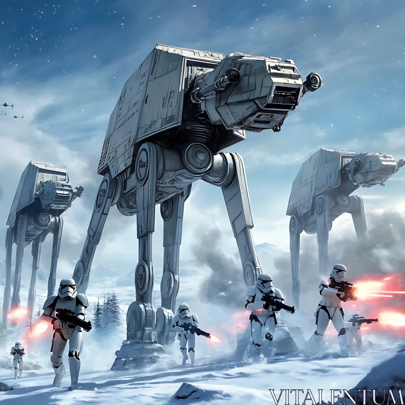 Snowy Battle Scene with Walkers AI Image