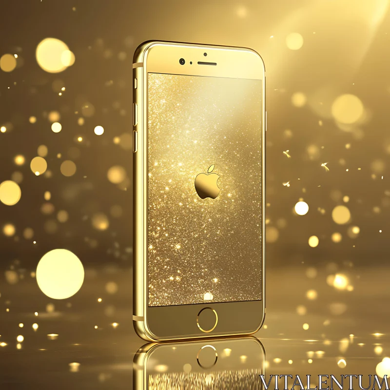 AI ART Golden iPhone Exuding Elegance