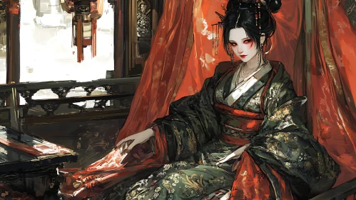Serene Beauty in Traditional Japanese Attire