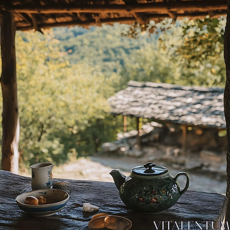 Peaceful Outdoor Tea Time AI Image