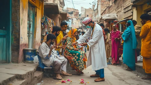 Cultural Gathering in a Lively Street