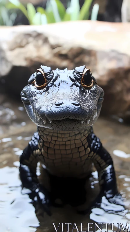 Young Alligator Close-Up AI Image