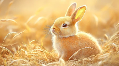 Sunlit Rabbit in Grass