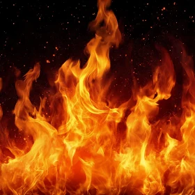 Fiery Flames Against a Dark Background