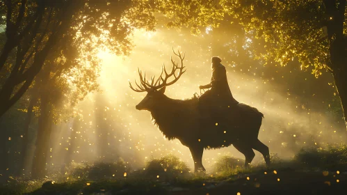 Ethereal Forest Journey on Deer Back