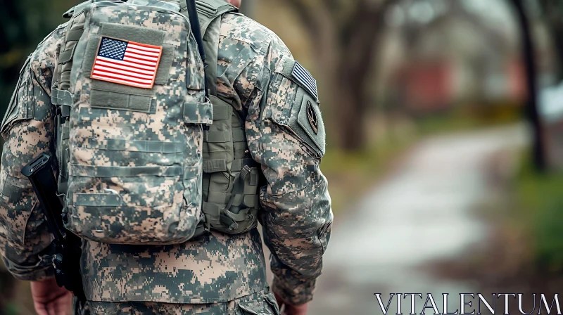 Soldier with American Flag Patch AI Image