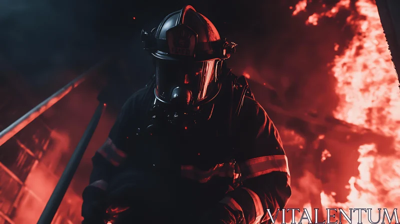 Emergency Response: Firefighter in Action AI Image