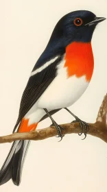 Illustrated Bird with Striking Plumage