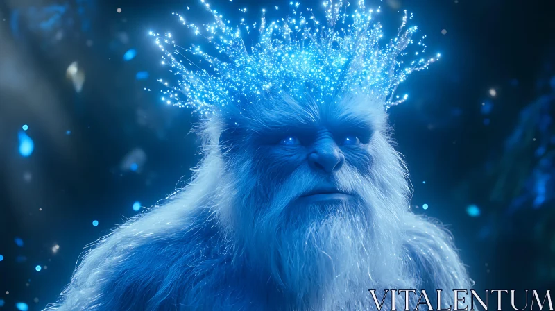 Icy Gaze: A Yeti in Winter's Embrace AI Image