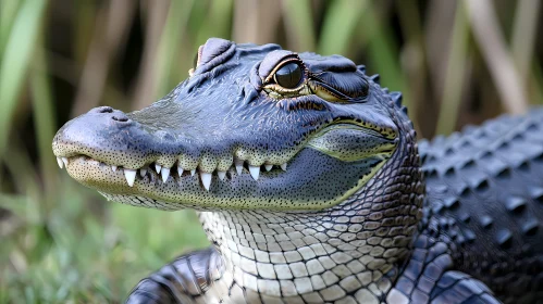 Alligator Head Close-Up in Natural Habitat