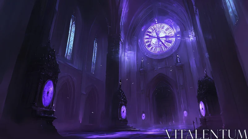 Purple Clockwork Cathedral AI Image