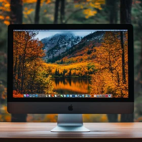 iMac with Autumn Forest Wallpaper