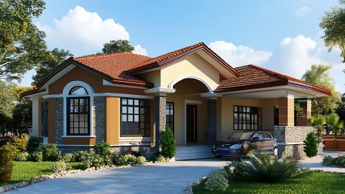 Beautiful Home Exterior with Terracotta Roof