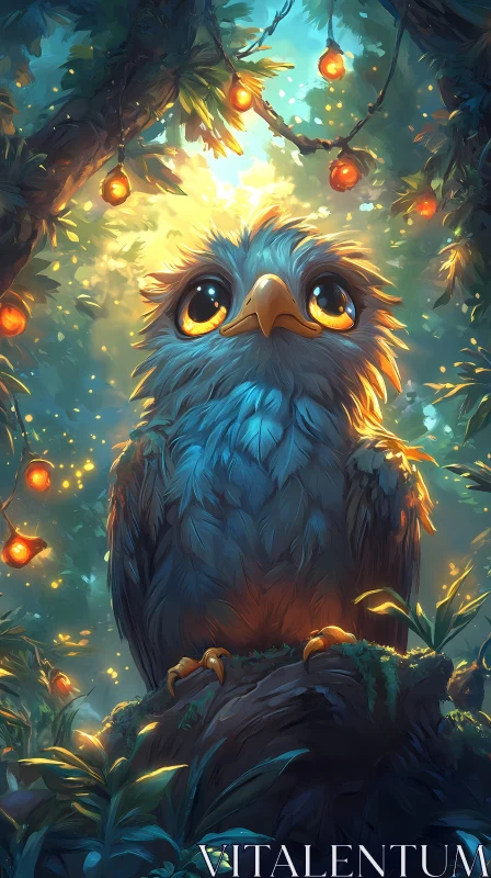 Enchanted Forest Owl Illustration AI Image