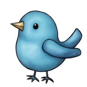 Whimsical Blue Bird Graphic Art