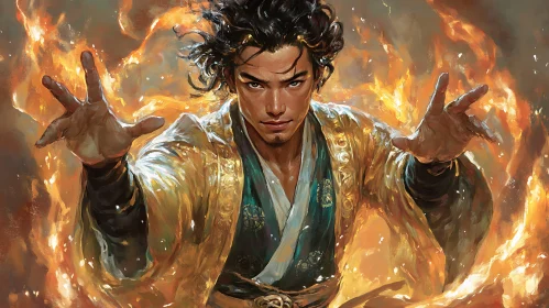 Man Surrounded by Fire