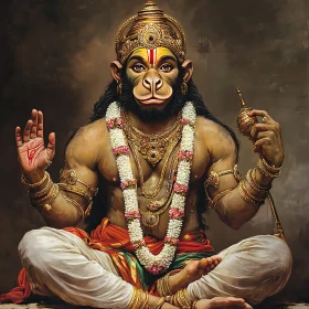 Golden Hanuman Meditating