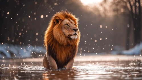 The King of the Jungle in Tranquil Setting