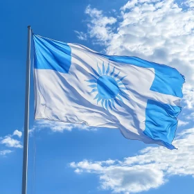 Azure Flag with Sun Symbol