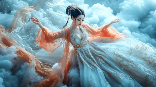 Woman in Clouds Fantasy Art