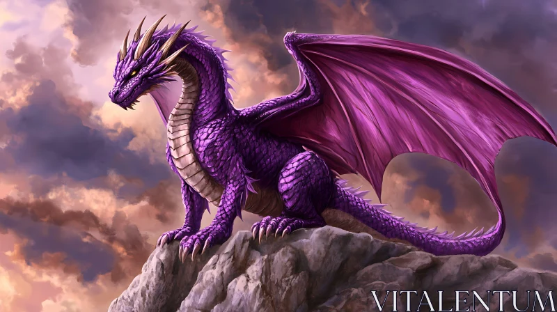 Fantasy Dragon Perched on Cliffside AI Image