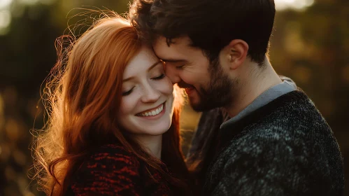 Affectionate Couple Embracing in Warm Light