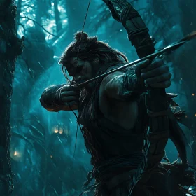 Forest Hunter with Bow and Arrow