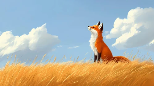 Tranquil Fox Under Blue Sky
