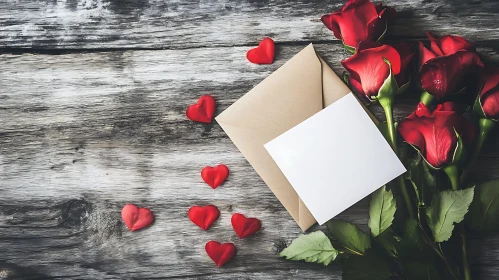 Red Roses with Love Letter Still Life